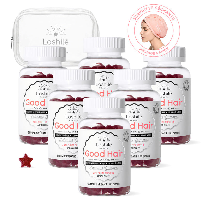 Gummies Good Hair Women Lashilé Beauty - Anti-chute des cheveux femme - Cure 6 mois