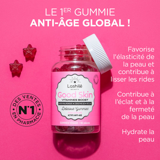 Lashilé Beauty - Gummies - Beauté - Anti-âge - Peau Sublime - Good Skin -  Nutricosmétique - Compléments alimentaires - Pack 6 mois 1