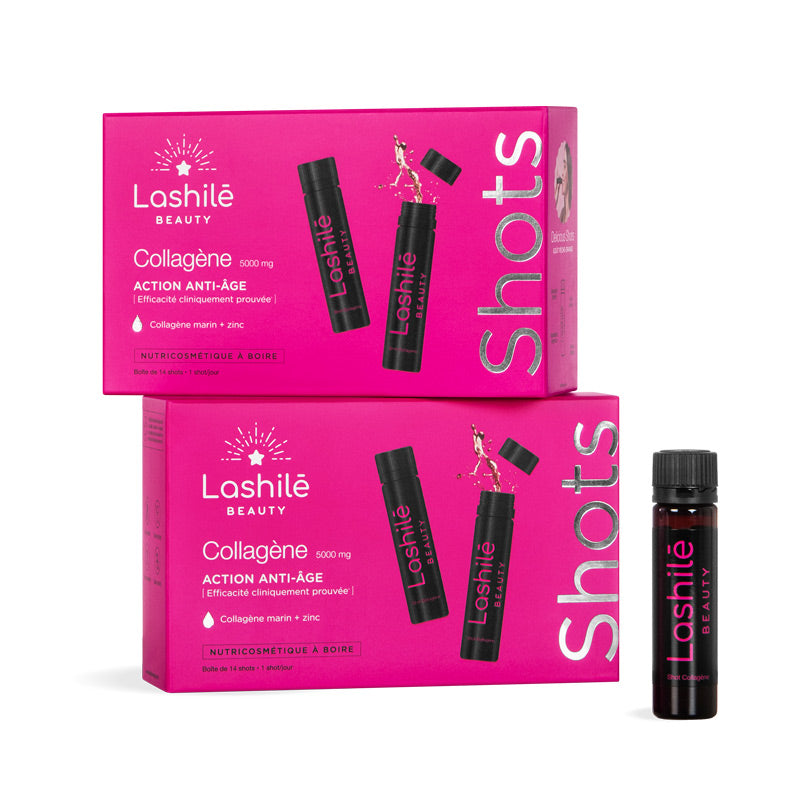 Shots Collagène Lashilé Beauty - Repulpement et fermeté de la peau 5000mg - Cure 1 mois