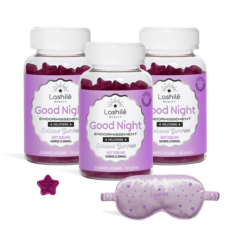 Lashilé Beauty - Gummies - Bien-être - sommeil - endormissement - Good Night -  Nutricosmétique - Compléments alimentaires - Pack 3 mois